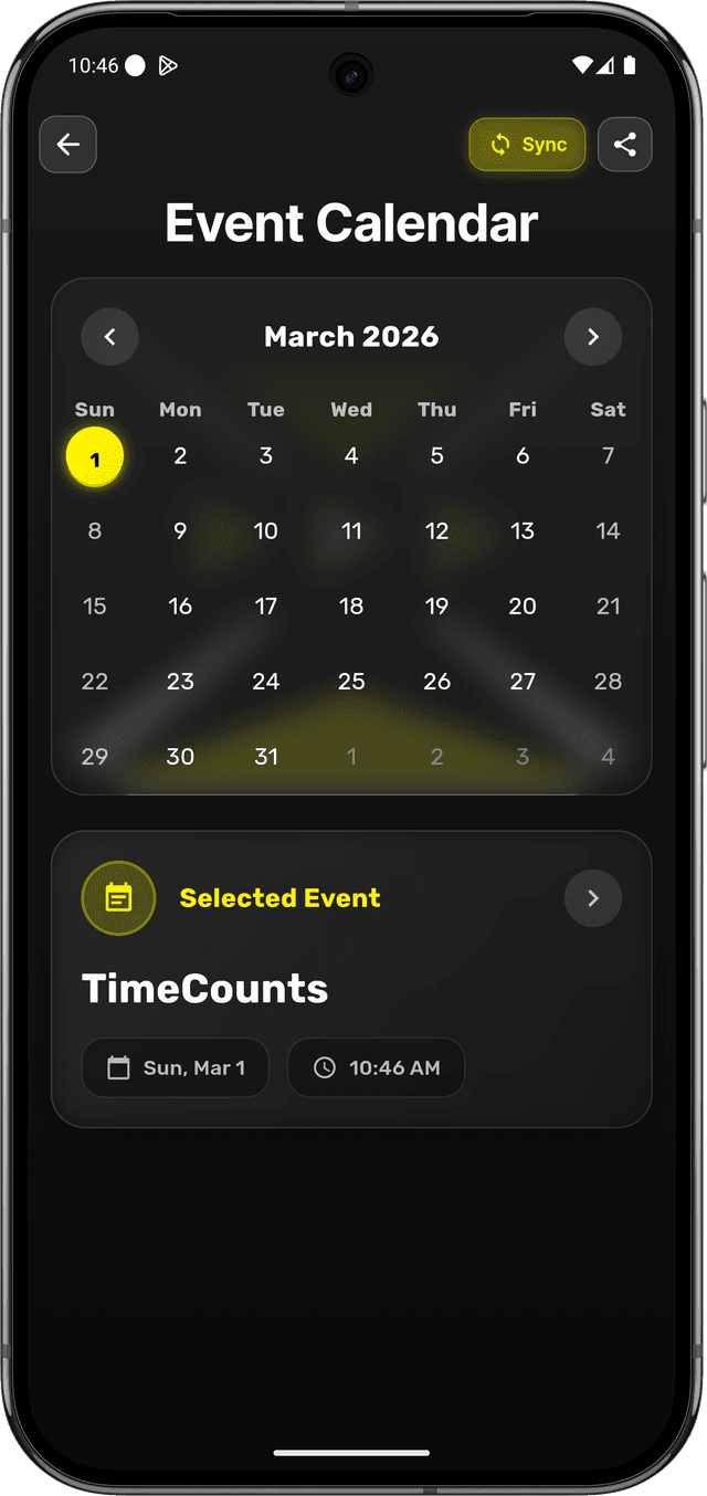 TimeCounts — Event Calendar