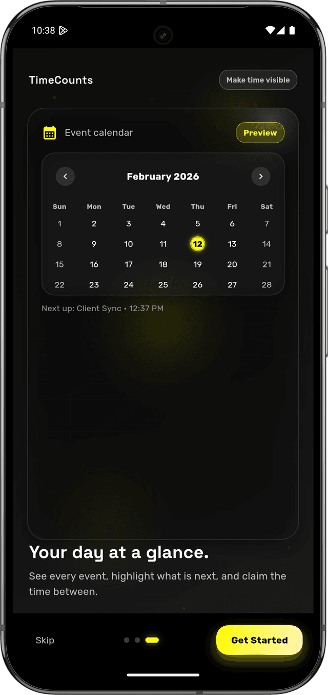 TimeCounts — your day at a glance